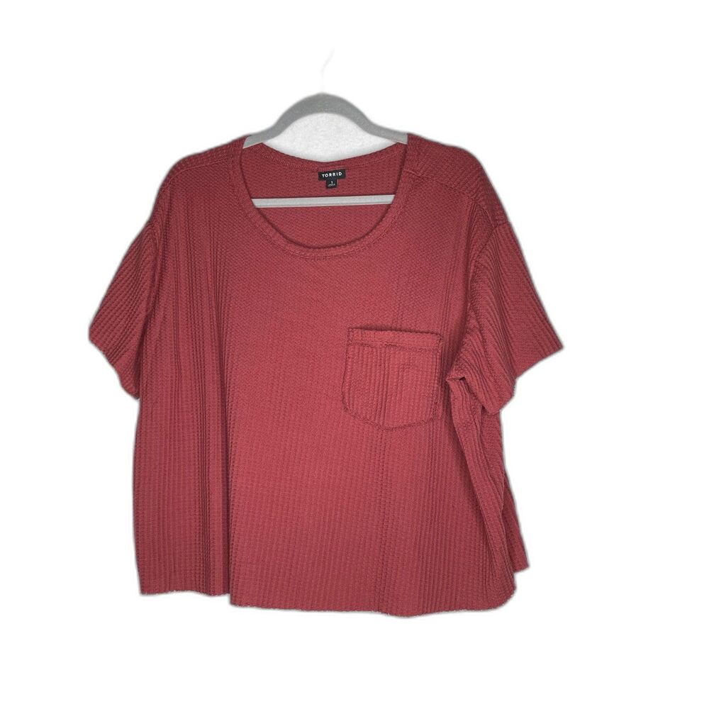 Torrid dusty rose waffle knit pocket tee size 1 or 14 relaxed fit
